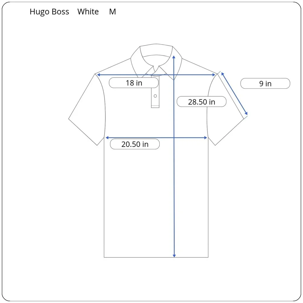 Hugo Boss Pallas Pique Polo Shirt Men's Medium Short Sleeve White Cotton w/ Logo